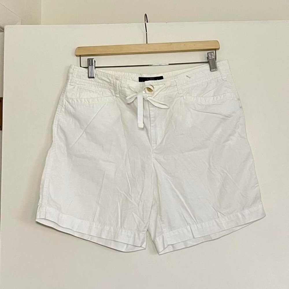Ralph Lauren LRL White Cotton Shorts – Size 8, High-Quality YKK Zip‎
